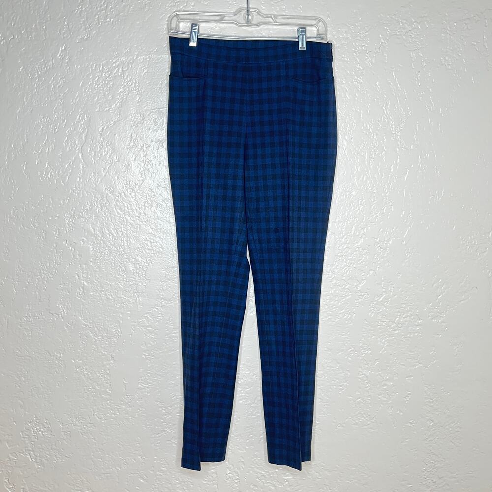 Akris Punto Women's Blue Black Plaid Ankle Tapered Pants with Pockets Size 4